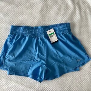 Nike One Women's Dri-FIT High-Waisted 3" 2-in-1 Shorts- Blue Size X-NWT